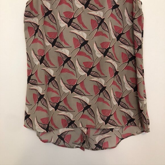 APT. 9 Taupe Pink Black Bird Animal Print Sleeveless Button Back Tank Blouse XS - Picture 4 of 14